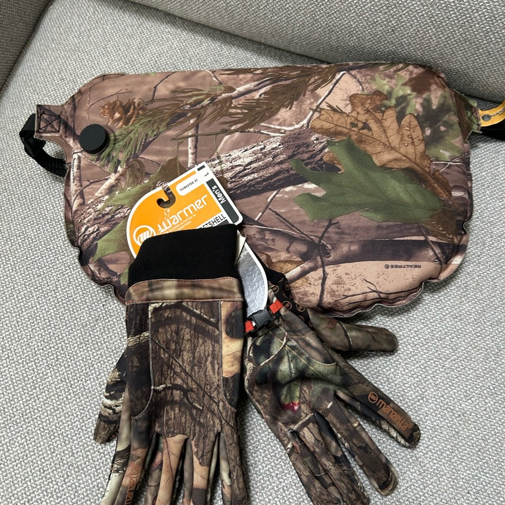 CAMO HUNTING GLOVES & BUN WARMER LARGE